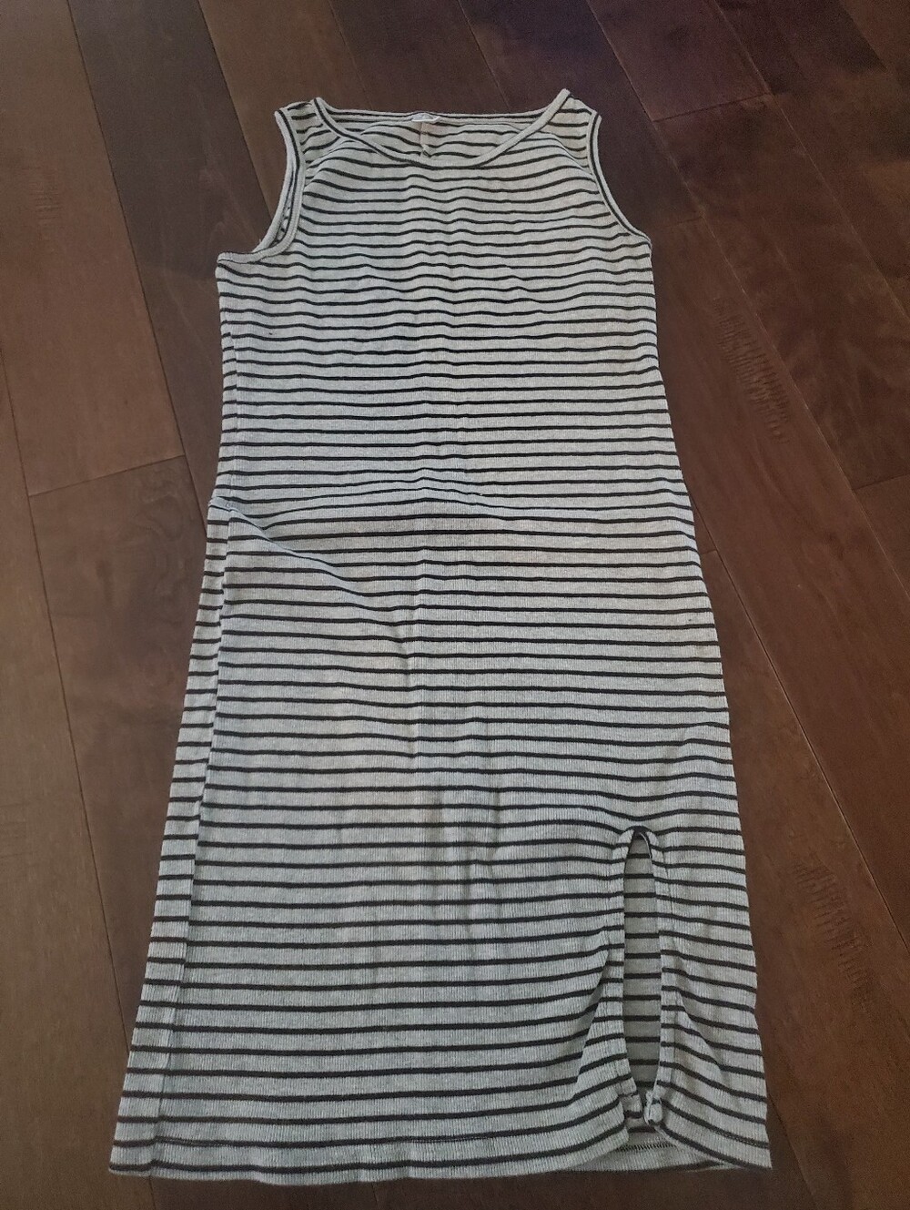 Striped Sleeveless Mini Size Large Fits Smaller Like Medium Dress - Gray & Black